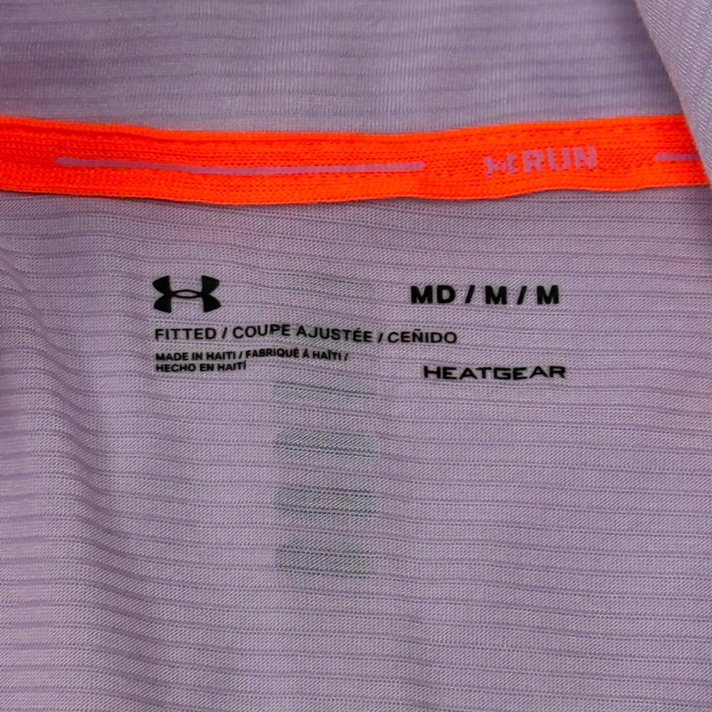 Under Armour Womens Running Top 1/4 Zip Pullover Medium Purple Orange HeatGear - Picture 4 of 9